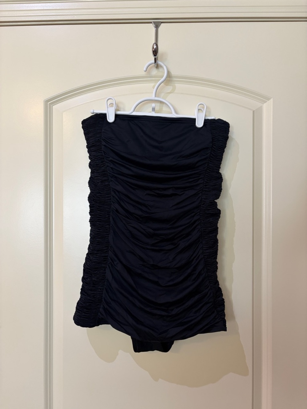 Black Ruched Strapless One-Piece Swimsuit